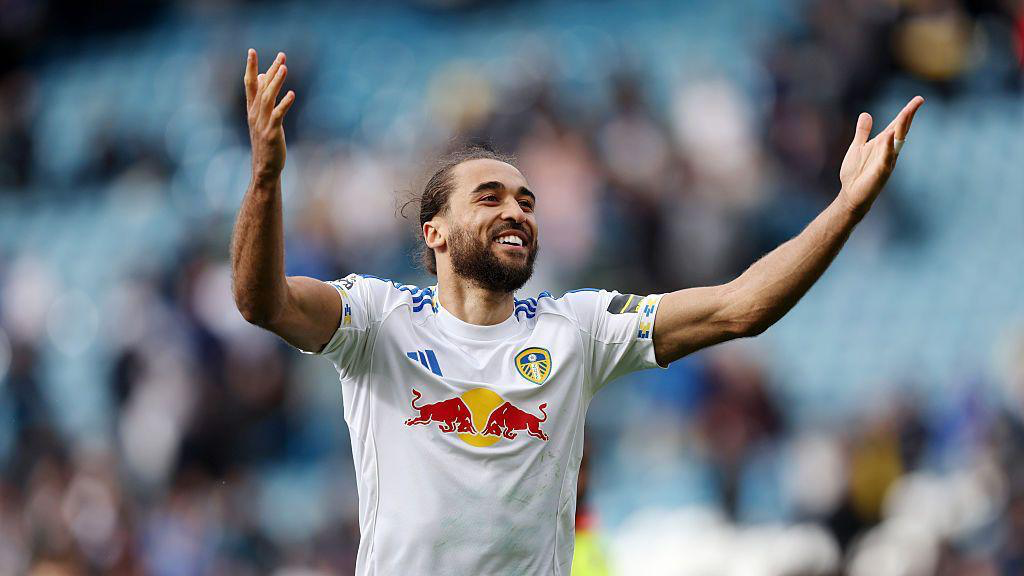 Leeds United player celebrating