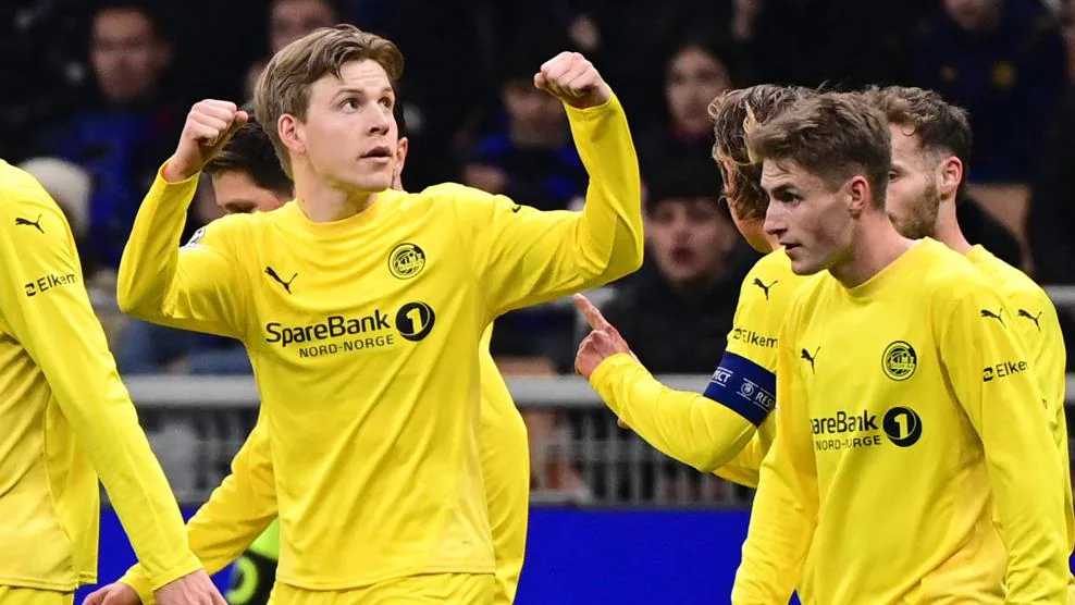 Bodø/Glimt players celebrating in the Champions League